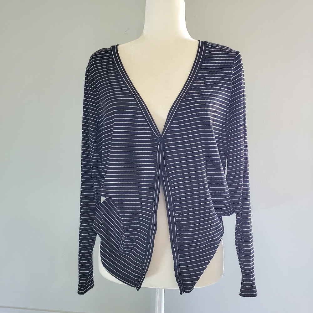 Who What Wear Minimalist Stripped Soft Cardigan Top